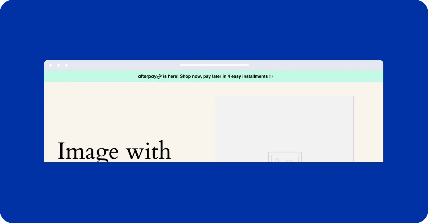 Afterpay banner in Shopify