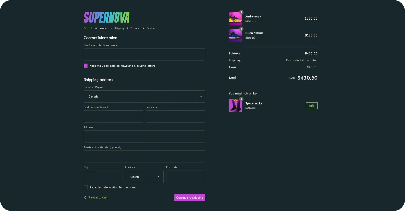 Checkout extensibility features