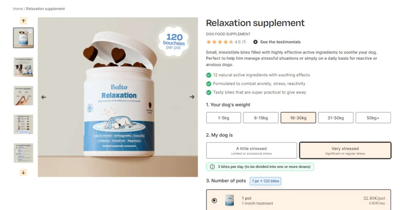 Balto Shopify product page