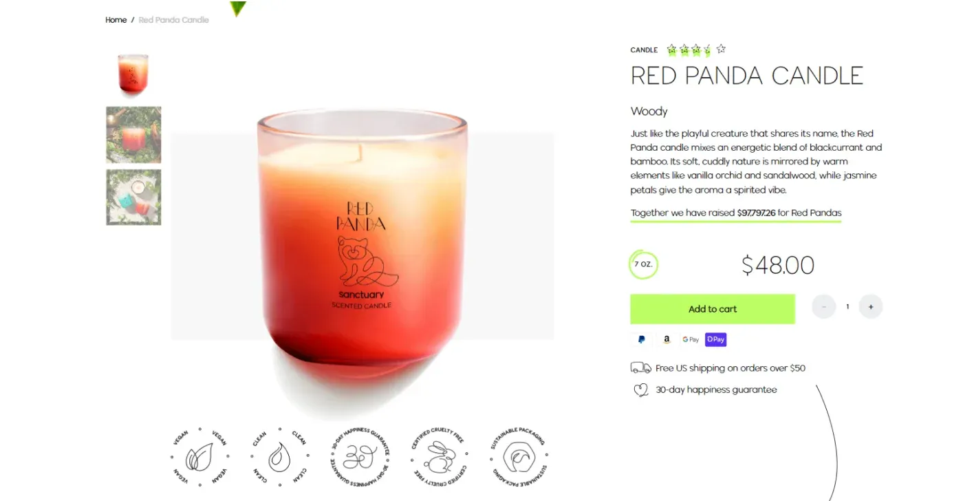 Sanctuary product page optimization