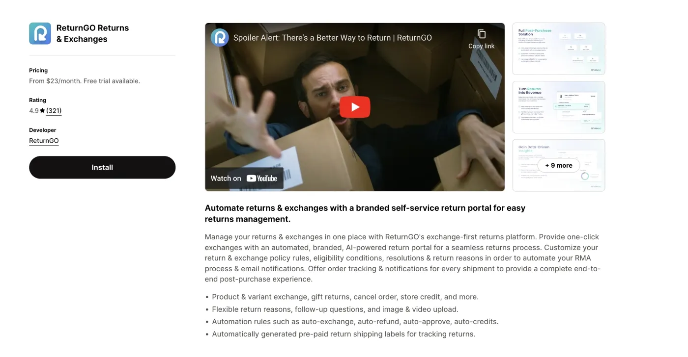 ReturnGo Shopify app ReturnGo Shopify app