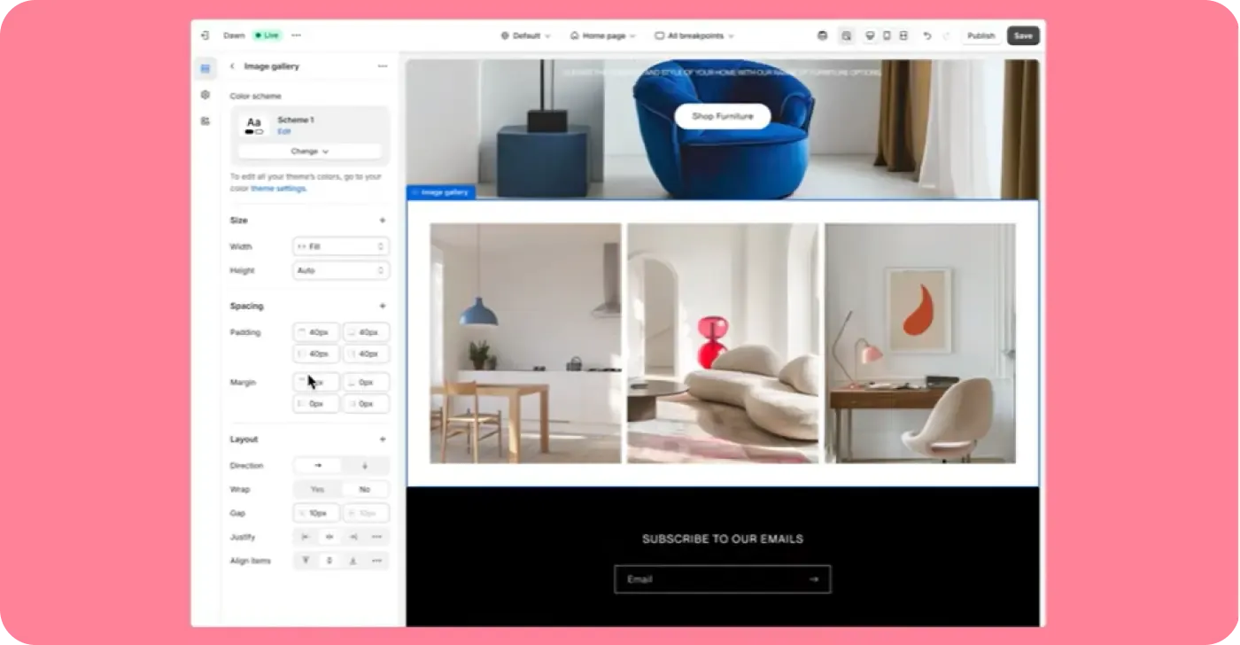 Theme style settings Theme style settings